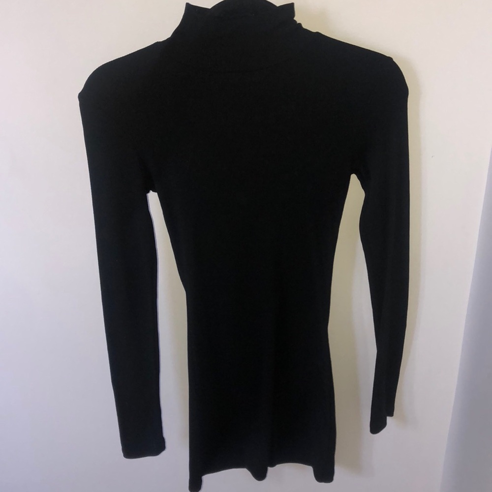 Black turtle neck dress.
